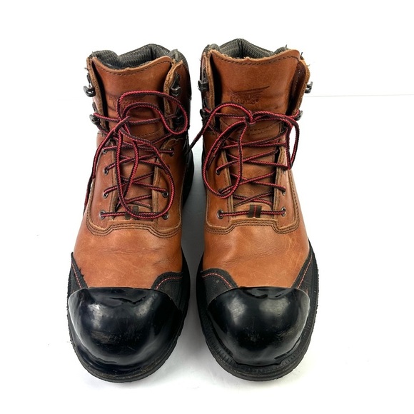 Red Wing Boots Mens 7.5 Brown Leather Lace Up Safety Cap Toe Workwear 4803 - Picture 2 of 11
